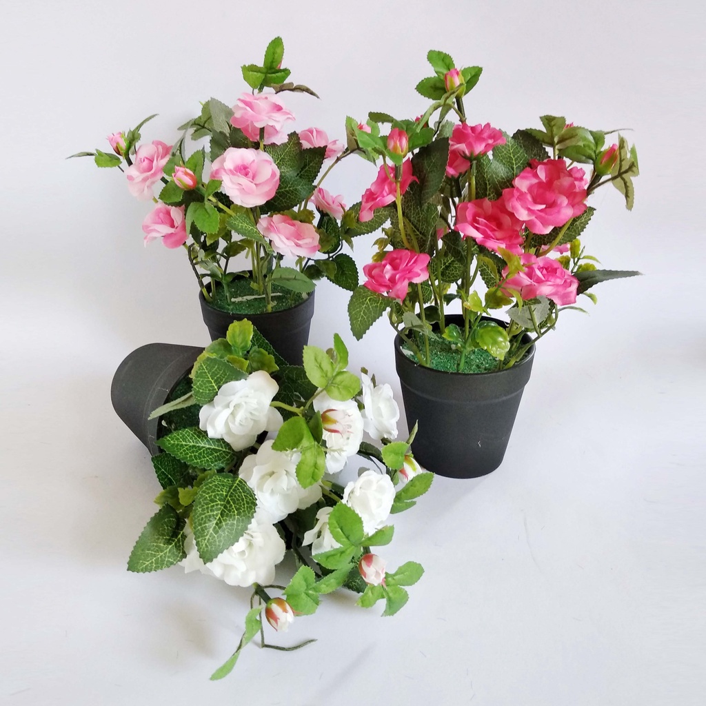 Vas Hias Bunga Mawar Kecil Artifisial Aksesoris Meja Kafe Unik Murah - VB33