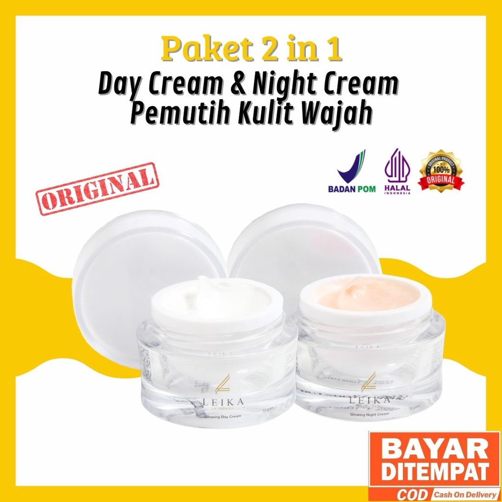 Paket 2in1 Cream siang malam pemutih wajah pemutih wajah bpom ori dan cepat glowing krim pemutih waj