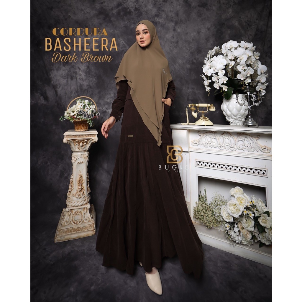 saffashion - Bugio Clothing Basheera Dress bahan corduroy Gamis Jumbo Dress menyusui