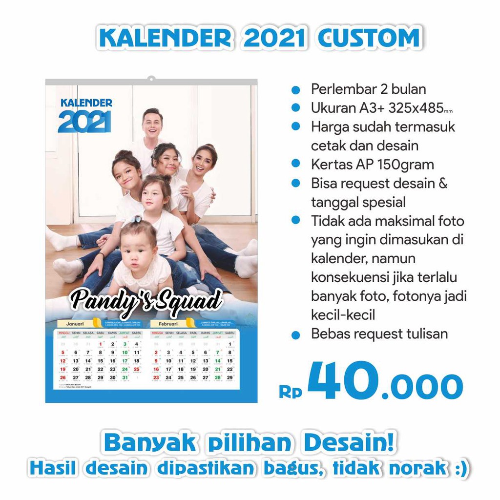 

Kalender 2023 Custom A3+ | 1 Lembar 2 BULAN | Custom Desain | Proses Cepat