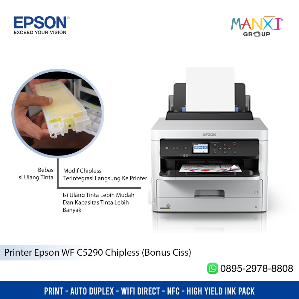 Jual Printer Epson Wf C5290 Plus Ciss Tinta Manxi Dye Dan Software Chipless Shopee Indonesia 1960
