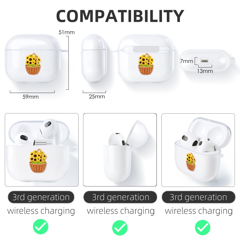 Casing Silikon TPU Motif Bunga Untuk Apple Airpods 3