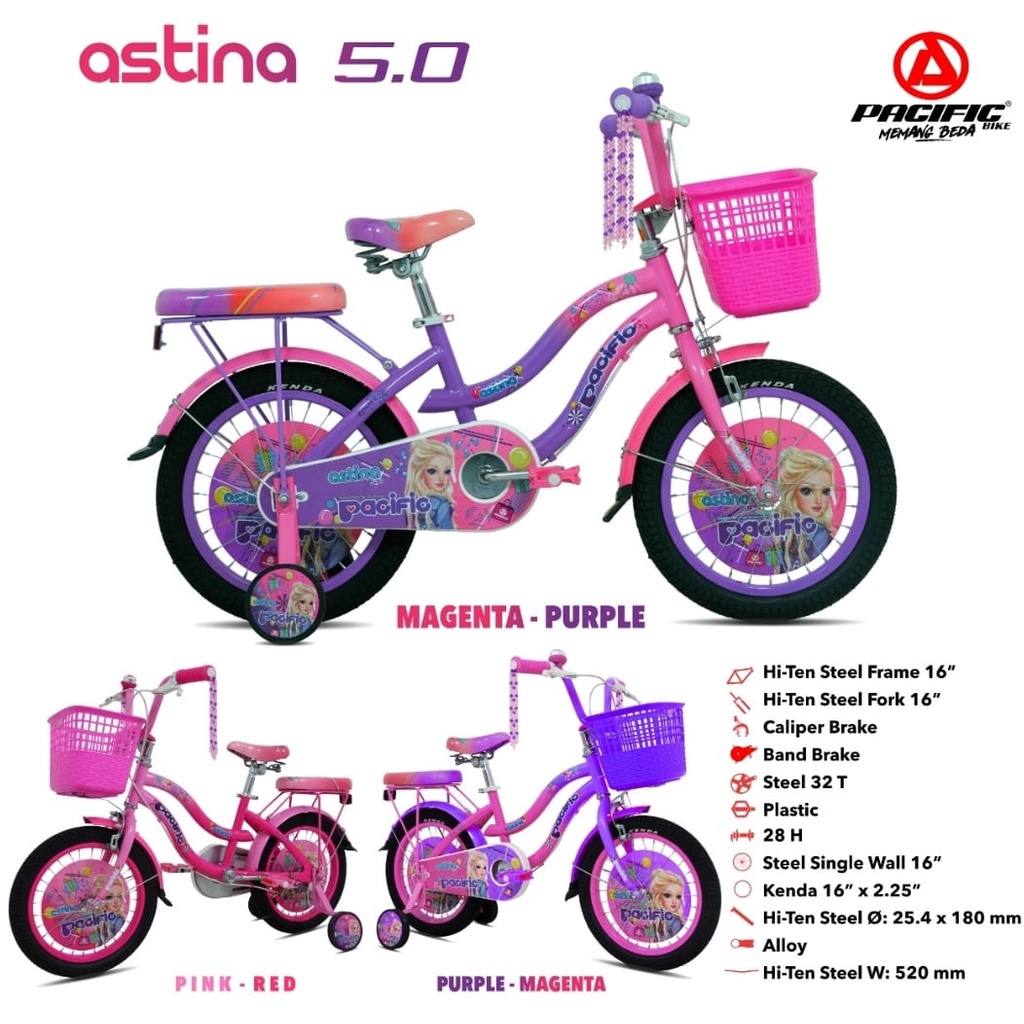 Sepeda Anak Perempuan PACIFIC ASTINA 18inch Sepeda Anak Perempuanm 18 inch