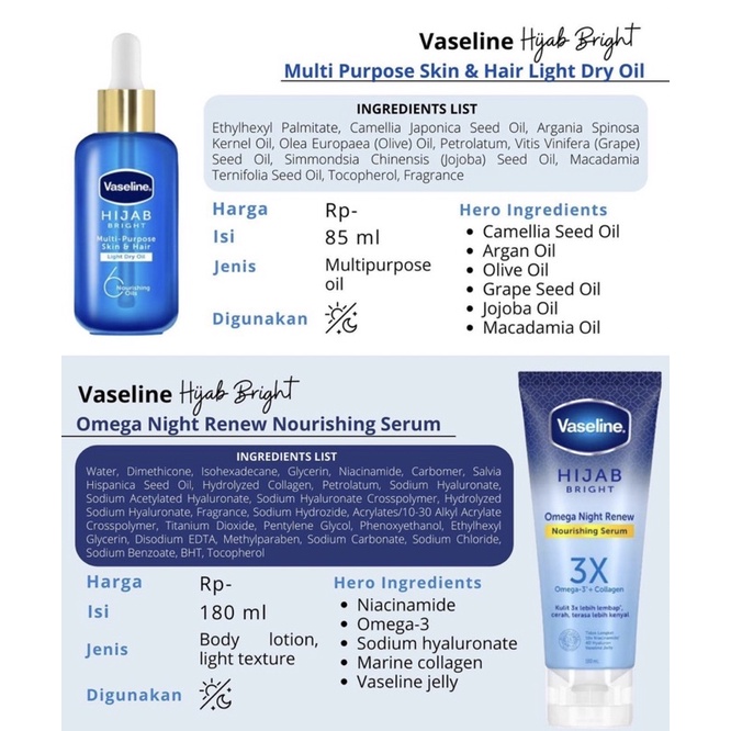 Vaseline Hijab Bright Multi Purpose Skin and Hair Light Dry Oil 85ml - Original COD