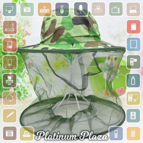 KLV Topi Mancing Jaring Camouflage Anti Nyamuk Lebah - Green`CDY0O9-