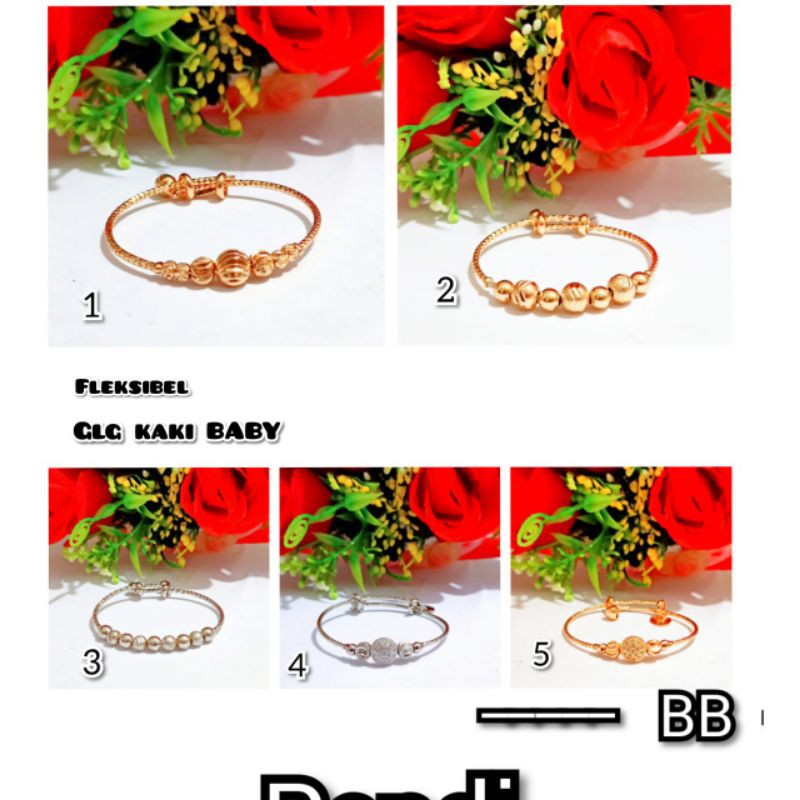 Gelang Kaki Baby Permata Mewah.Gold.Silver (COD)