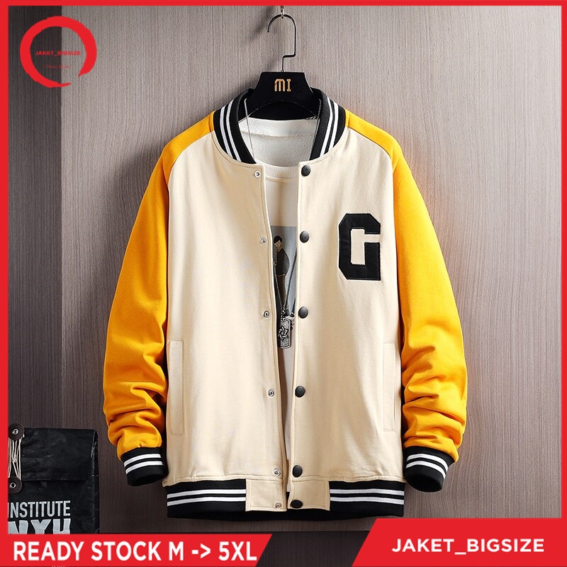 Jacket Varsity Bomber Laki-Laki Perempuan Dewasa Oversize Korean Style Jumbo Viral Ukuran M L Xl 2xl 3xl 4xl 5xl