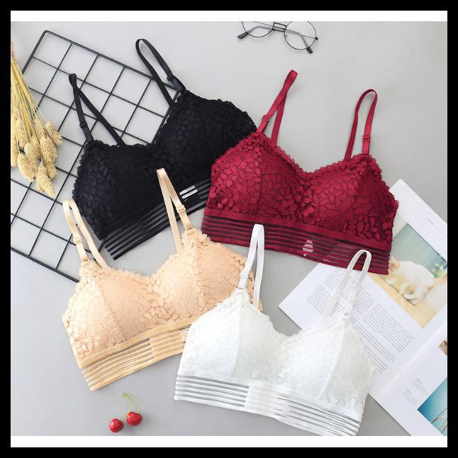 BRA FITNESS SPORTS BRA SEXY BIKINI LINGERIE LACE BRA OLAHRAGA B058 - PUTIH, FREE