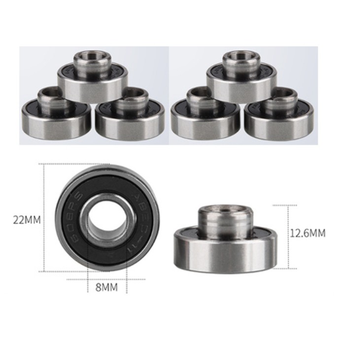 Abec-9 8 pcs / 1 set bearing 2 in 1 Warna Hitam Untuk LONGBOARD CRUISER match