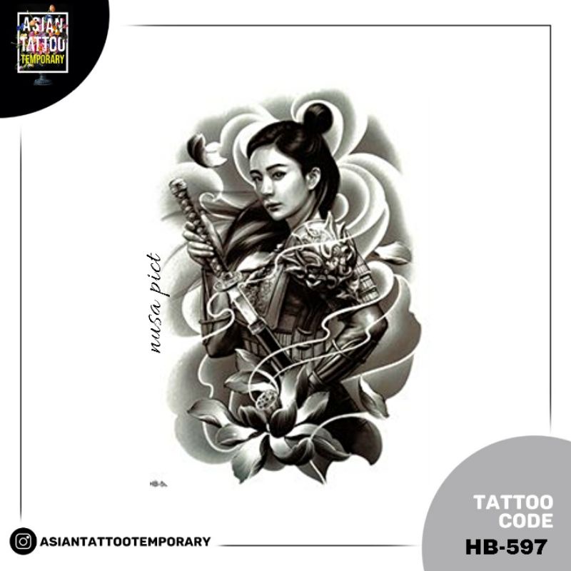 GEISHA HITAM PUTIH TATTO TEMPORARY / TATO TEMPORER / TATO KULIT/ TATO ANTI AIR ASIANTATTOO