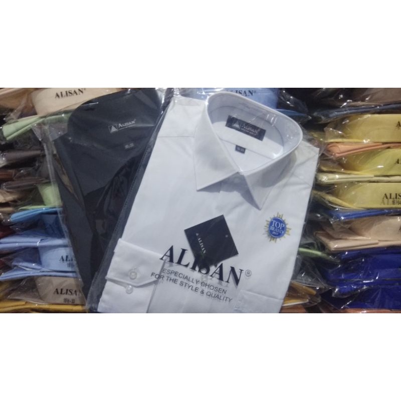 Kemeja Alisan Putih / Hitam Slimfit Panjang
