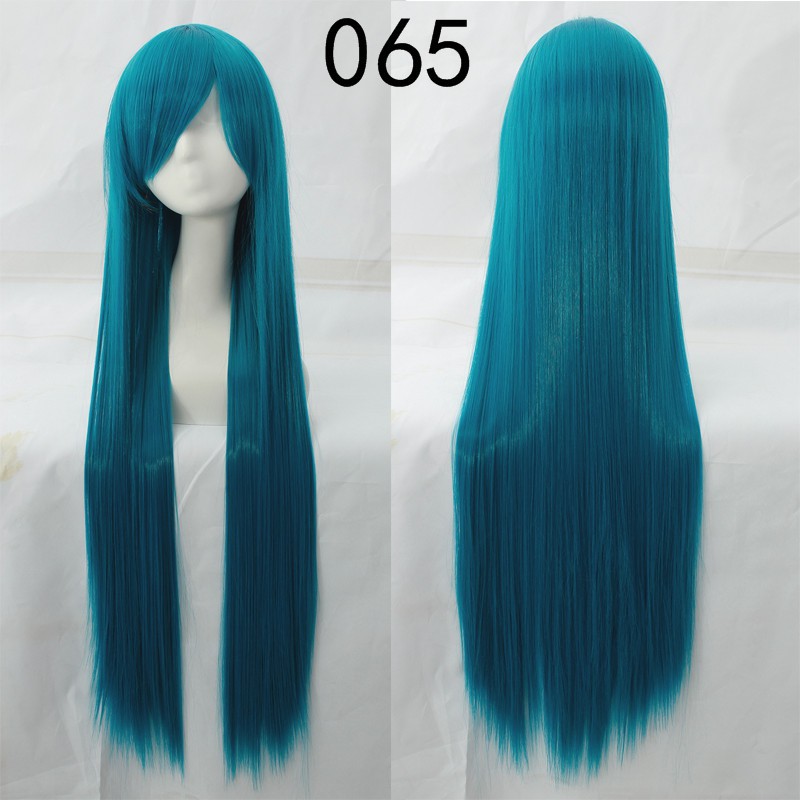 099 DARK wig base 100 cm lurus wanita cosplay rambut palsu daily lolita hitam putih abu ash brown