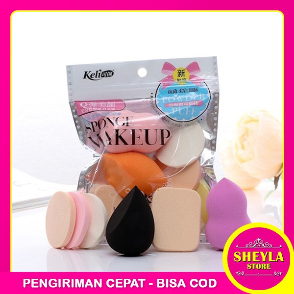 Spons Make up 1 Set Isi 6 Pcs / Spons Pembersih Wajah Make Up Wajah Sponge / TV-72