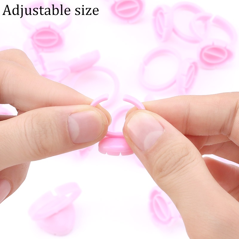50 / 100Pcs Cincin Holder Lem Bulu Mata Extension Sekali Pakai