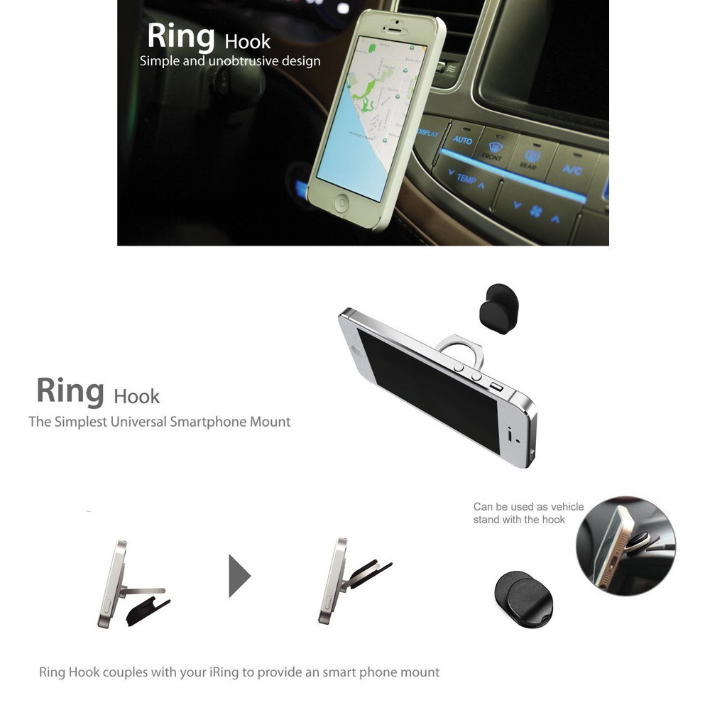 Ring Hook Holder Sticker Paste For Handphone On Dashboard Mobil / Kaca Mobil