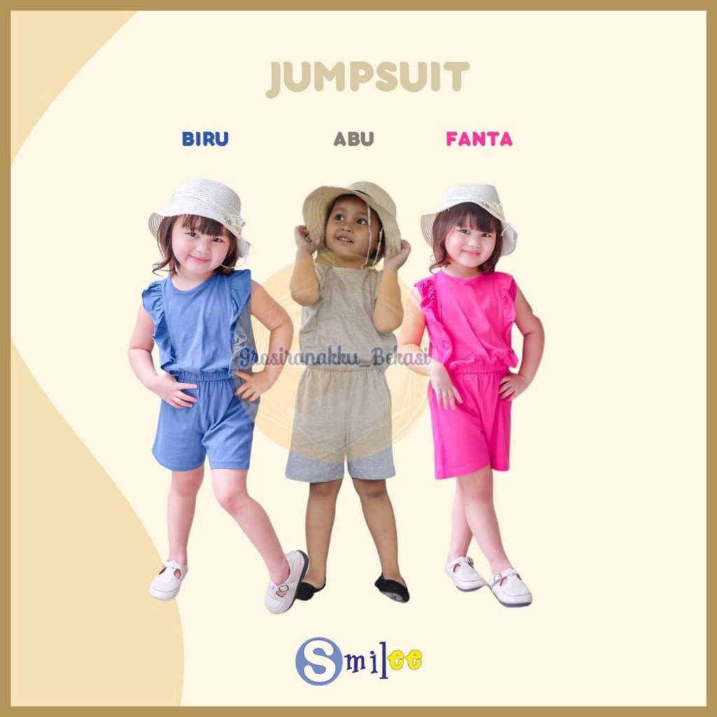 Jumpsuit Anak Smilee Nada Polos Mix Warna Size 1-5T