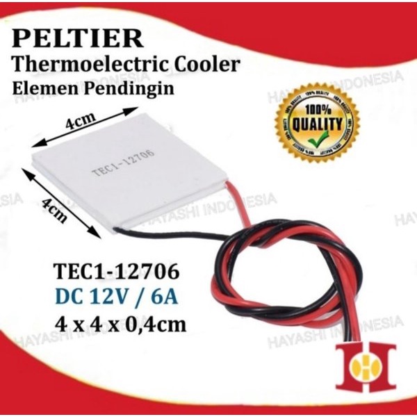 Peltier TEC TEC1 12706 Thermoelectric Elemen Keramik Panas Dingin 12V