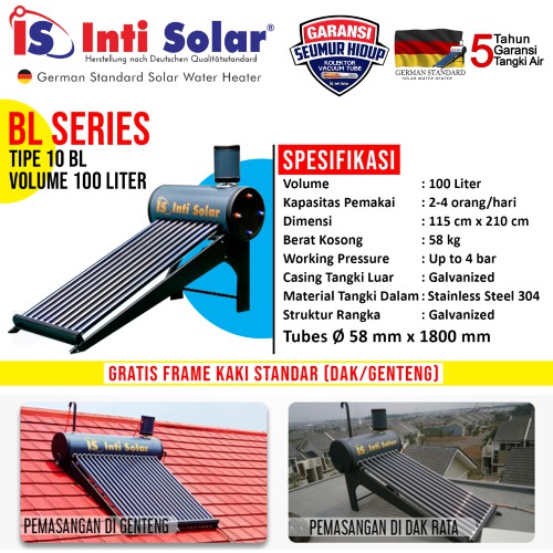 Inti Solar Water Heater 100ltr Tipe Bl10 Pemanas Air Tenaga Matahari Intisolar 100 Liter Shopee Indonesia