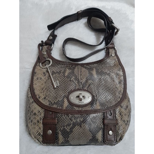 tas fossil maddox snakeskin CB preloved