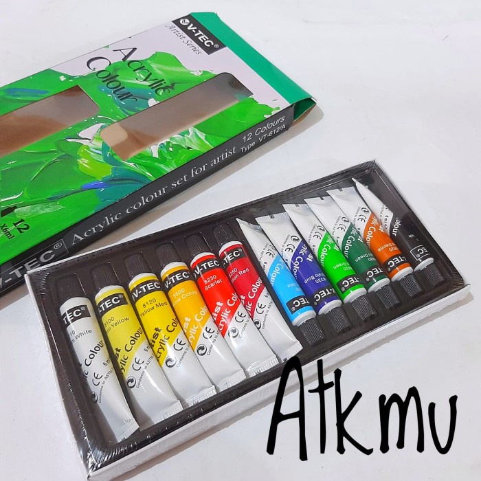 

Cantik Cat Acrylic V-Tec 6Ml 12 Colours Artist Series / Cat Akrilik Berkualitas