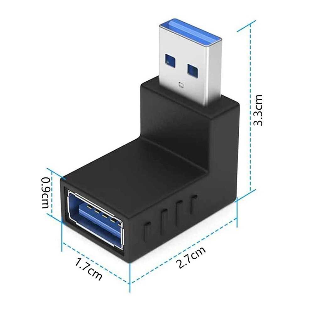 Konverter Bentuk L Shape USB 3.0 Type A Male ke A Female Transfer 5 Gbps FBESTY19 - 7CUA08BK