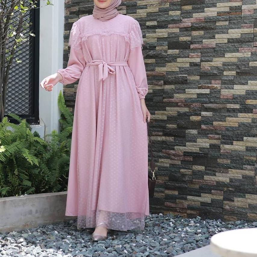 ➮ - Mira Maxy Dress Baju Gamis Muslim Brukat Doty Import Fashion Wanita ♝
