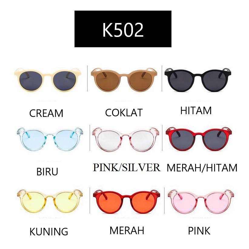 MARKAS K502 Kacamata Bulat Retro Candy Plastik Korean Fashion Wanita