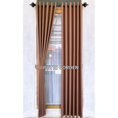 Gorden blackout coklat muda gorden pintu dan jendela