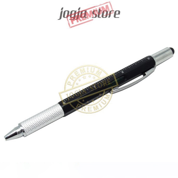 

Pena Multifungsi Plastik Stylus + Penggaris + Level + Obeng - Black