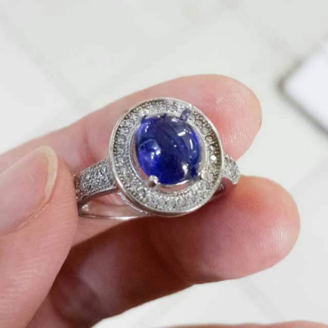 Cincin perak batu blue safir afrika natural