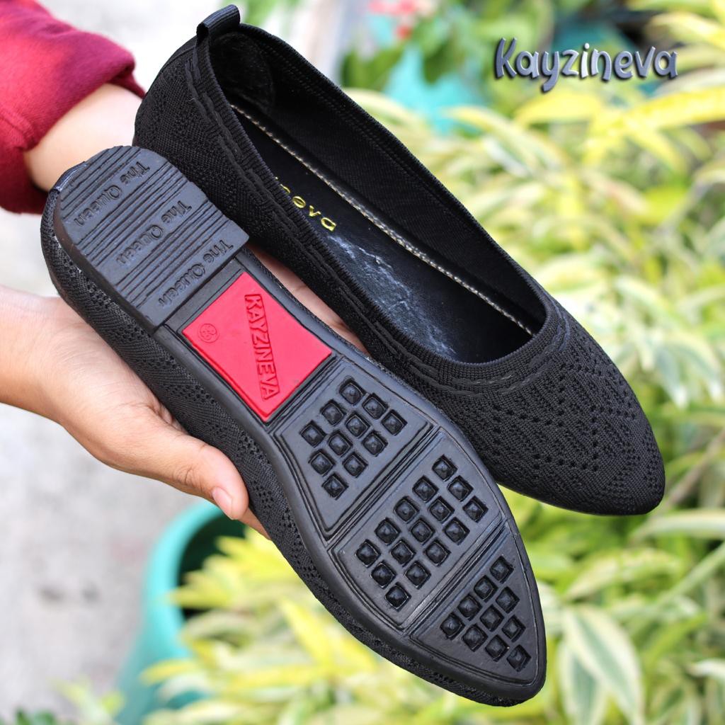 KAYZINEVA | CC35 Sepatu Wanita Rajut Premium Ujung Lancip