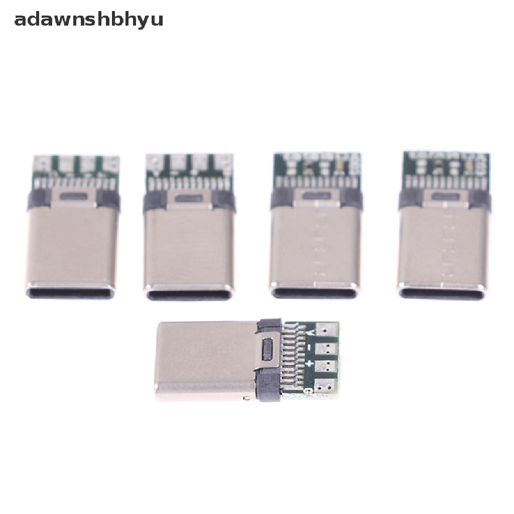 Adawnshbhyu 5/10Pcs USB 3.1 Type C Male DIY Solder Kabel Plug Konektor Soket Papan PC