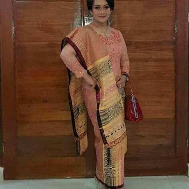 songket tumtuman tarutung benang 100 pengantin peach gold soft super mewah