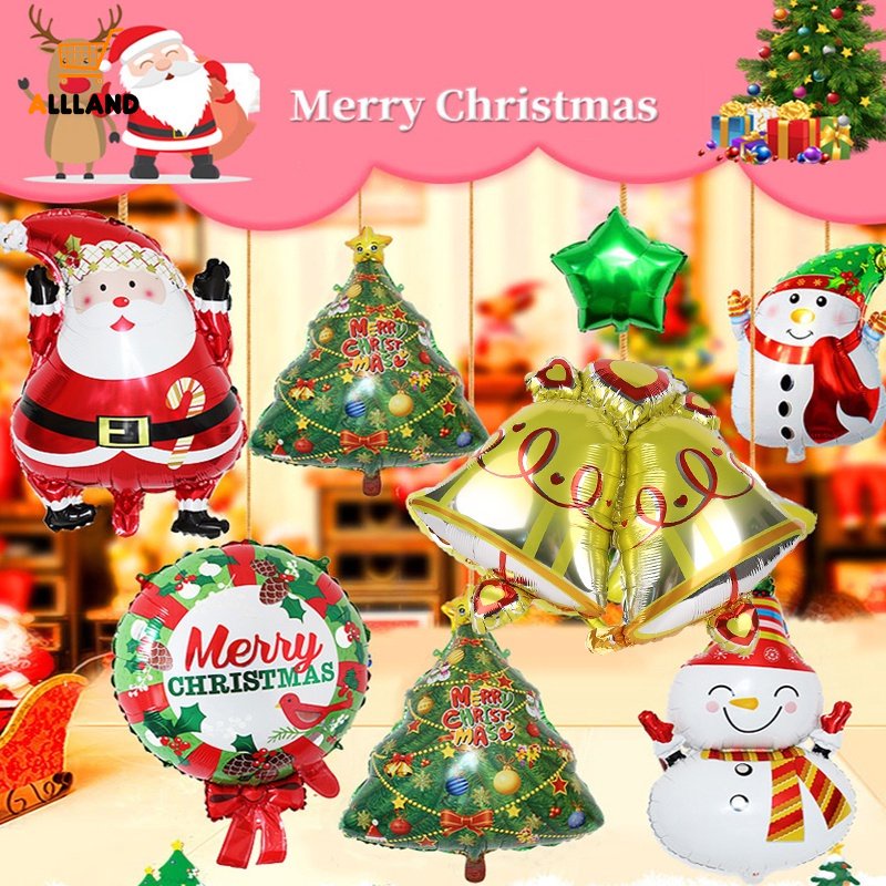 Balon Bentuk Santa Claus Snowman Bahan Aluminum Film Untuk Dekorasi Pesta Natal