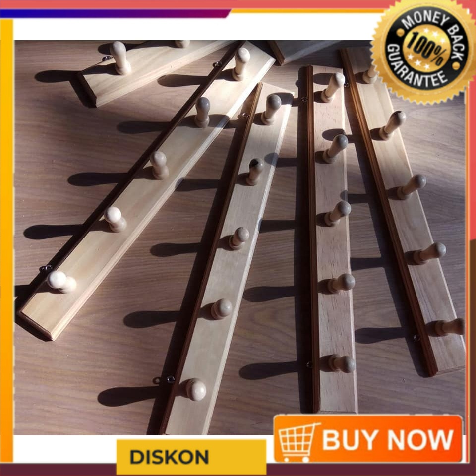 Kapstok Kayu / Kapstok Baju / Gantungan Baju /Kapstok Kunci / Gantungan kunci Serbaguna Natural Dan 