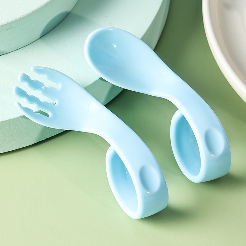 Set Sendok +Garpu Melengkung Untuk Bayi Belajar Makan/case sendok garpu bayi bengkok melengkung alat makan anak balita bayi