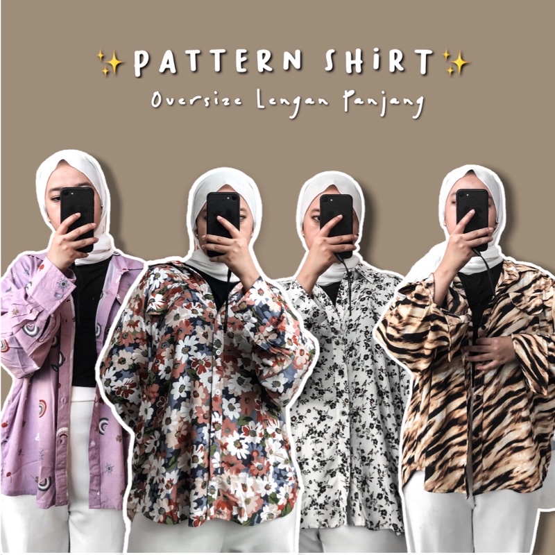 kemeja rayon motif oversize panjang shirt pattern tie dye unisex pria wanita street fashion jumbo