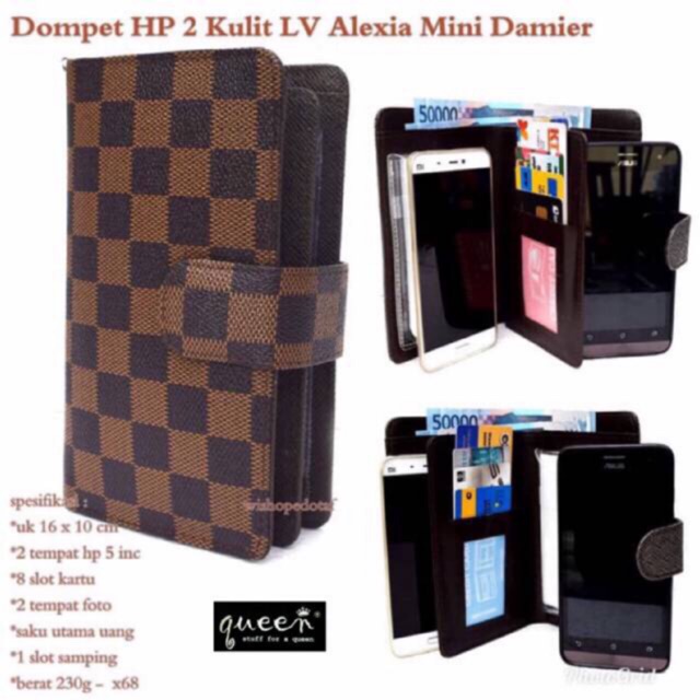 dompet wanita hpo kulit lv alexia max 1hp 5,8inc mono coklat