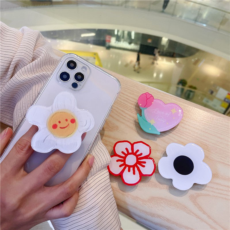 Griptok Resin Bunga Phone Holder Flower Universal Korean Pop Grip Tok Socket Hp