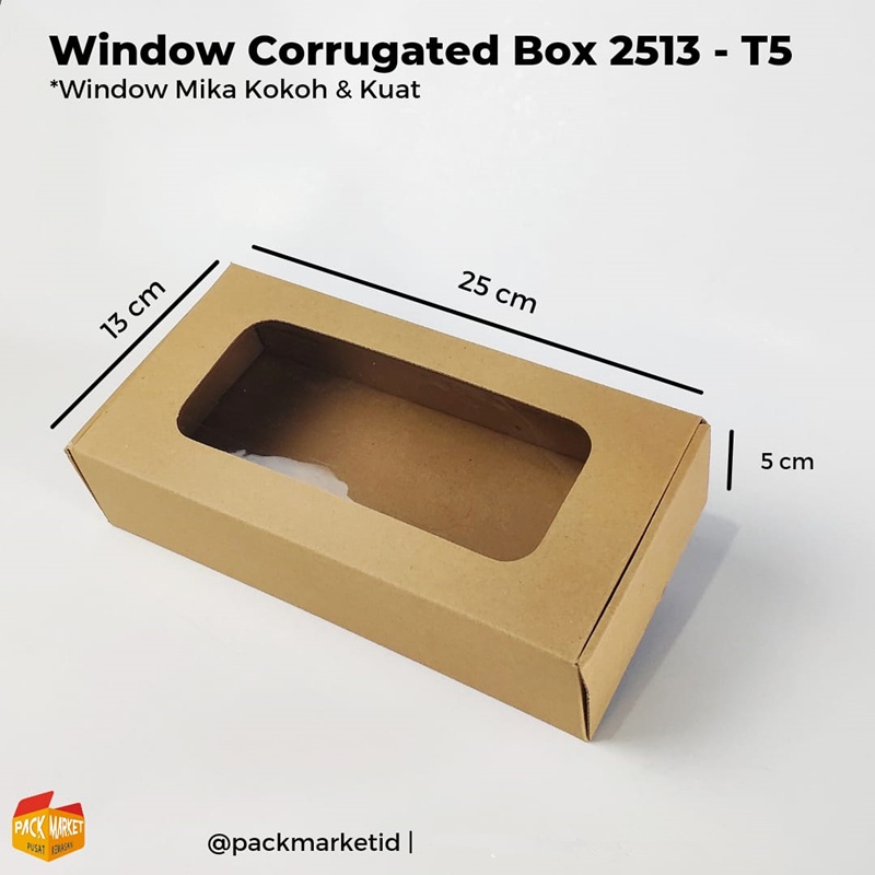 

Window Corrugated Box 25x13-T5 cm (Min pembelian 2pc) / kemasan kado / hampers box