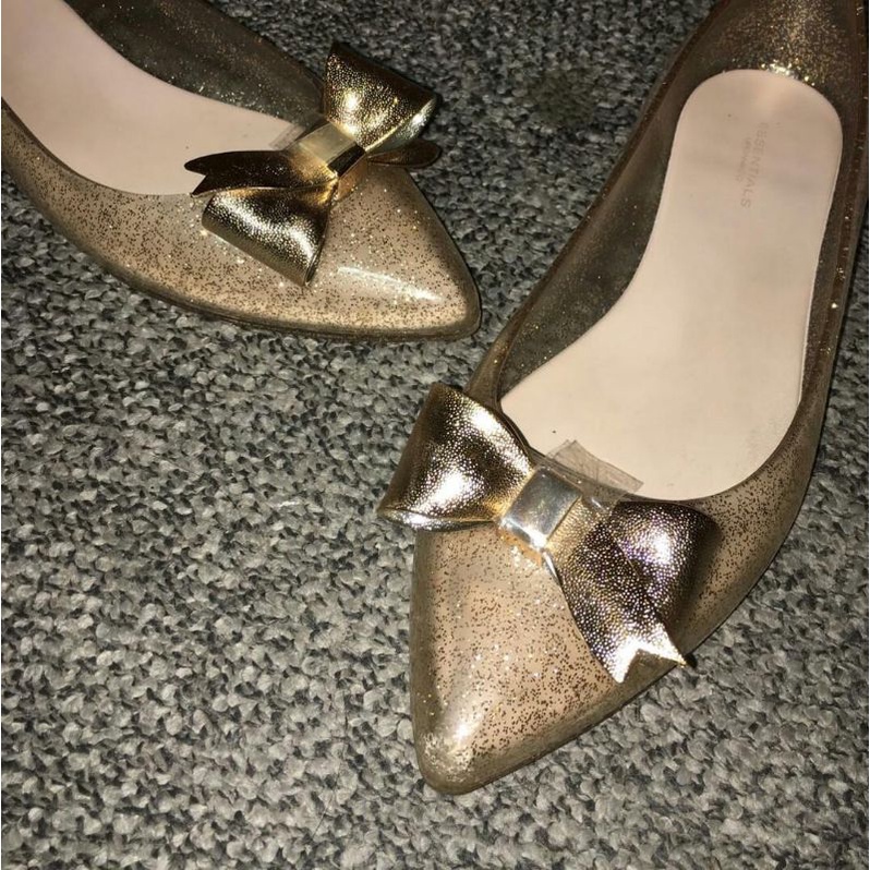 URBAN&CO ORIGINAL AYANA GOLD SEPATU PITA KERJA NYAMAN KARET JELLY CASUAL PESTA FLAT MURAH CANTIK CAK