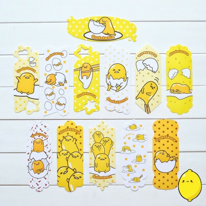 

Menakjubkan Gudetama Paper Bookmark Set / Penanda Buku / Pembatas Buku Murah