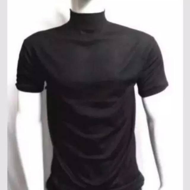 Kaos satpam hitam leher tinggi/kaos security polos/kaos polos