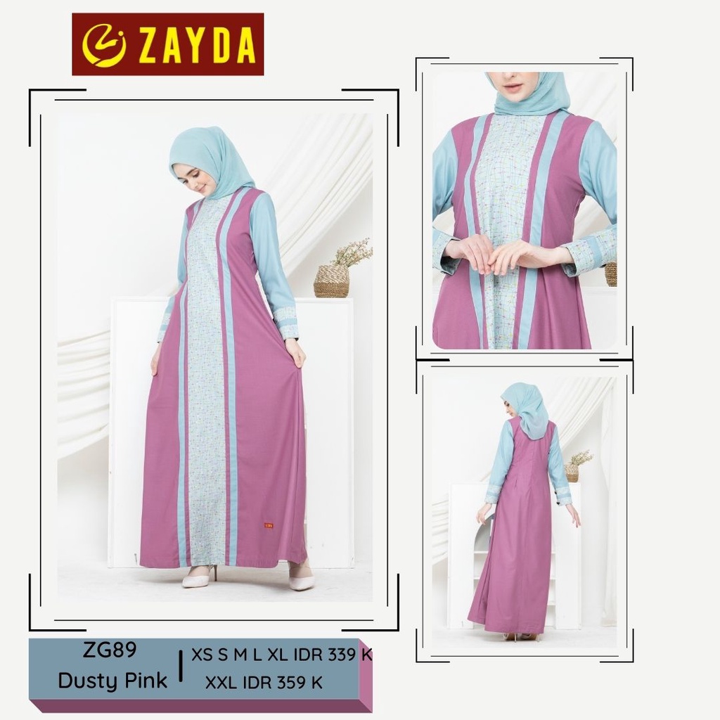 GAMIS DEWASA SARIMBIT KELUARGA ZAYDA 89 SERIES DUSTY PINK ORIGINAL KEKINIAN MODERN TRENDY SIMPLE ELE