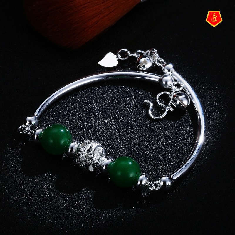 [Ready Stock]Elegant Chalcedony Frosted Beads Silver Bracelet