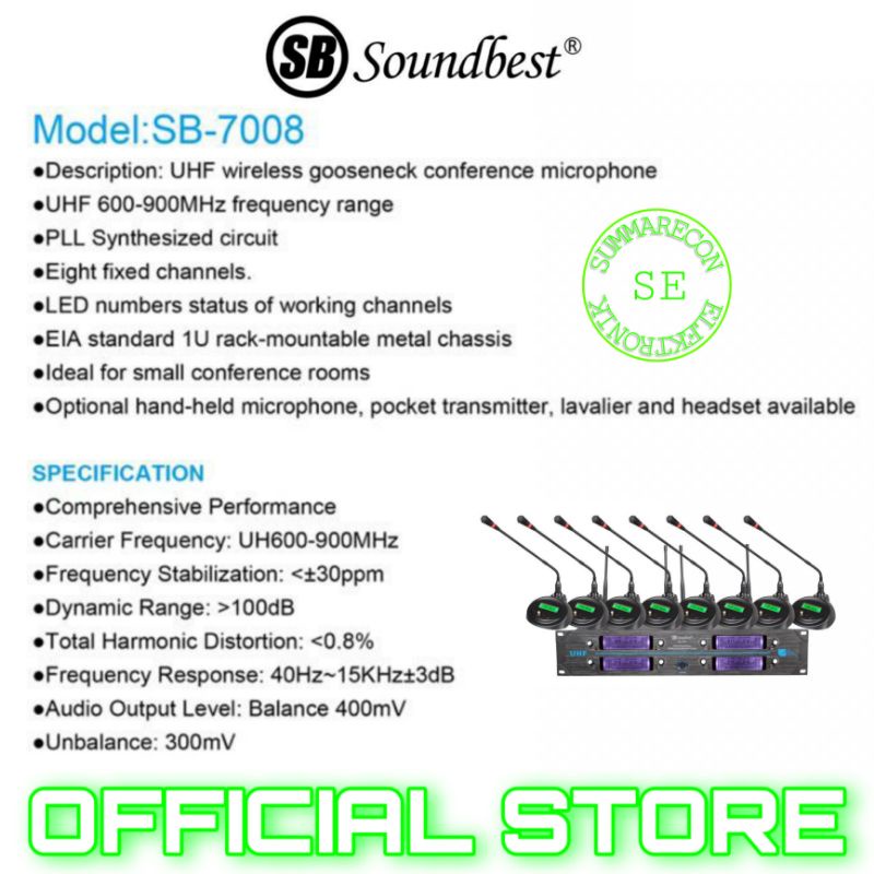 mic wireless meja podium soundbest sb7008 original mic meja podium conference 8 mic