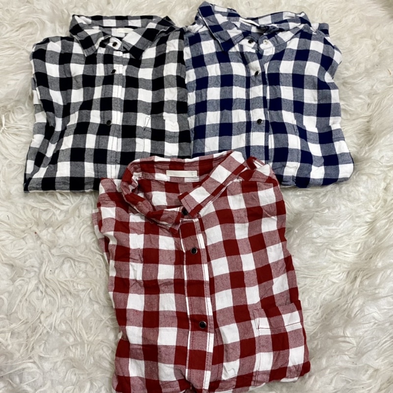 Kemeja Wanita Casual Legan Panjang Kotak Kotak GU  Crop-5