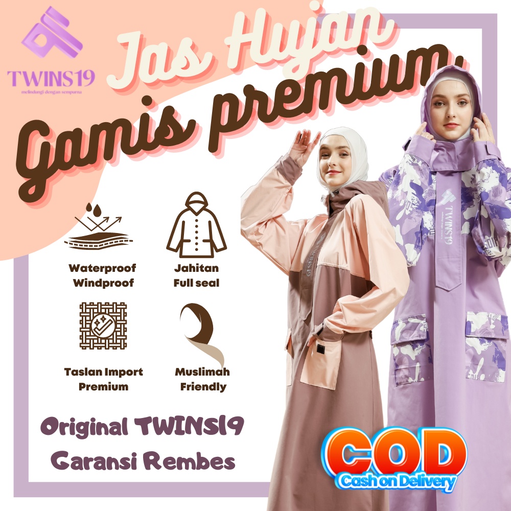 Jas Hujan Gamis Wanita Syar'i Jumbo big size Fashionable Premium Bisa COD TWINS19 OFFICIAL