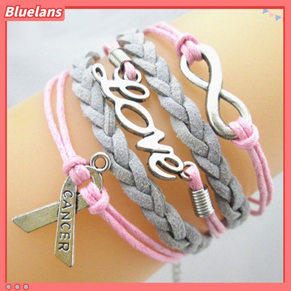 Gelang Multilayer Desain Lambang Kesadaran Kanker Payudara Infinity Hope Faith