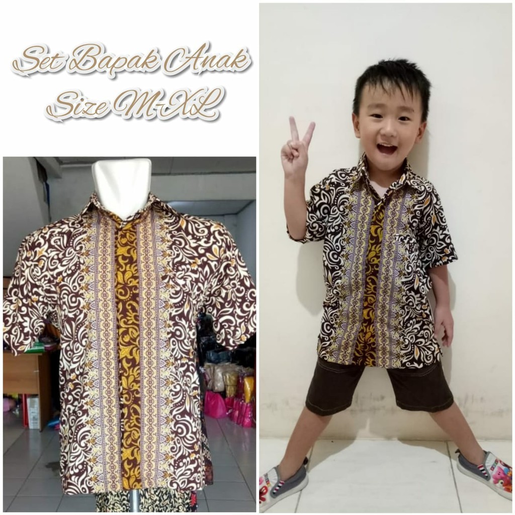 SB Collection Couple Dadboy Ryan Atasan Kemeja Batik Lengan Pendek Anak Dan Ayah Pria